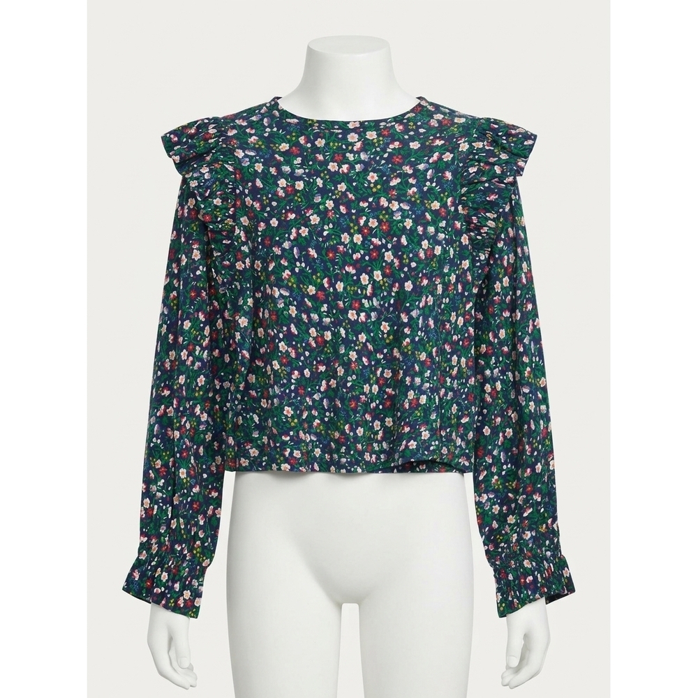 NEW POLO RALPH LAUREN kid's floral ruffled top in floral/navy/green